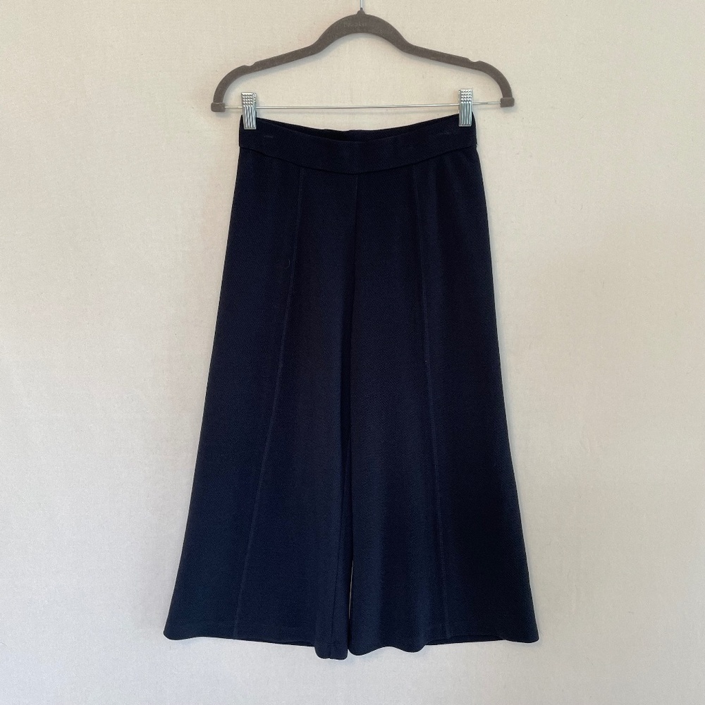 YOANA BARASHI Women’s Size XS Navy Blue Pull On Wide Leg Crop Gaucho Pants